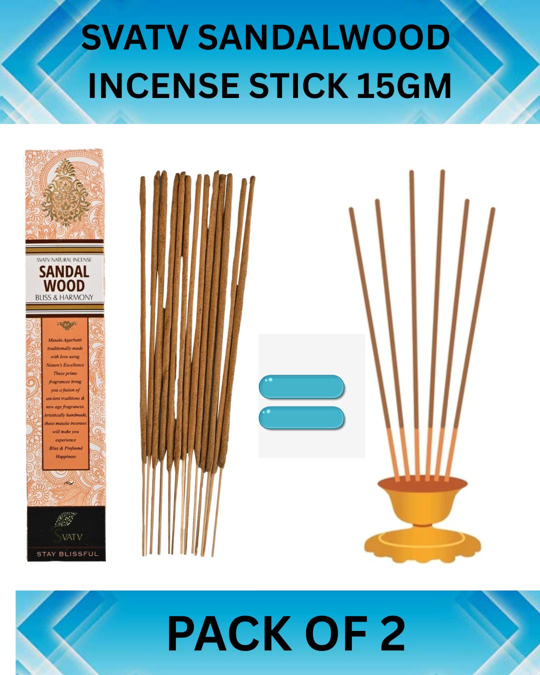 SVATV INCENSE STICK SANDALWOOD 15GM (PACK OF 2)