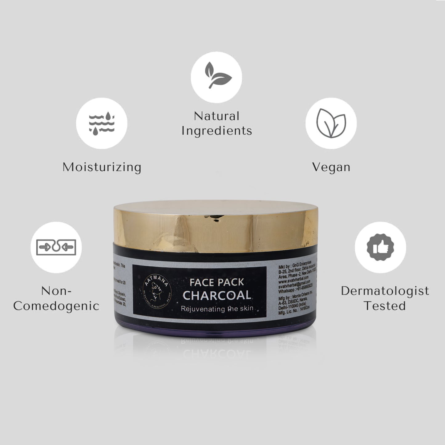 AATMANA Charcoal Face Pack 250gm For Skin Care