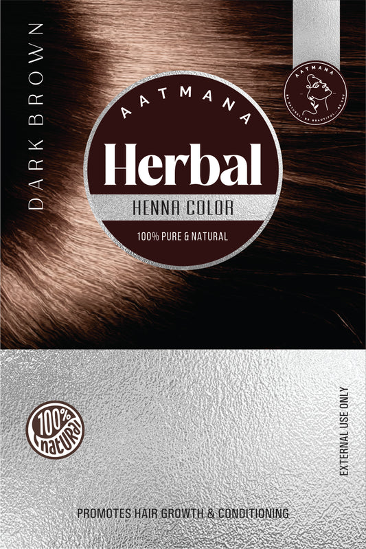 AATMANA Herbal Dark Brown Henna Hair Dye with Goodness of 9 Herbs 100gm