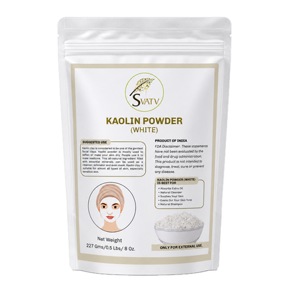 SVATV White Kaolin White Clay I Powder For Skin 227gm (8_oZ)