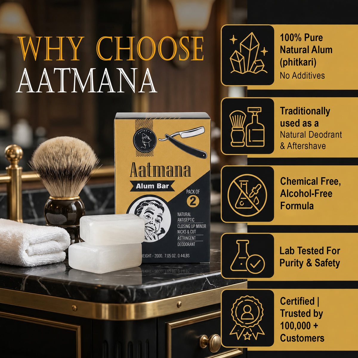 AATMANA Alum Bar Pack Of 2 100gm For Skin