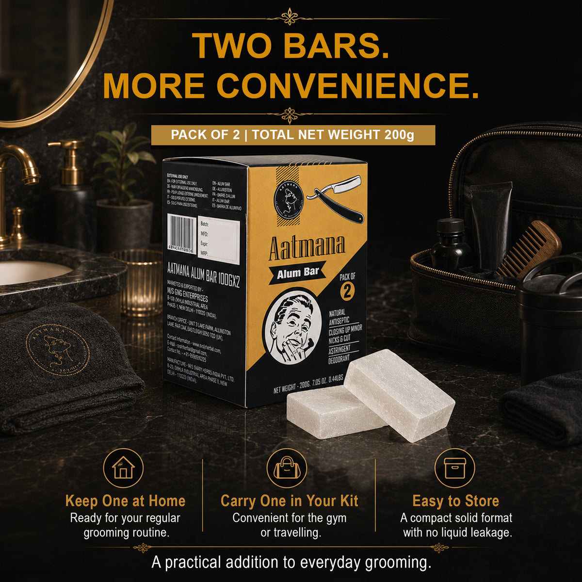 AATMANA Alum Bar Pack Of 2 100gm For Skin